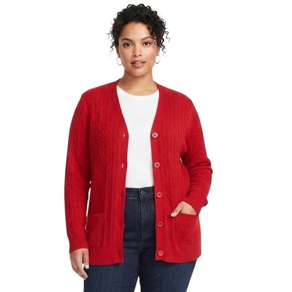 Cabin Creek Sweaters - CABIN CREEK Red Cardigan Knit Sweater Cozy Classic Plus Size 3XL